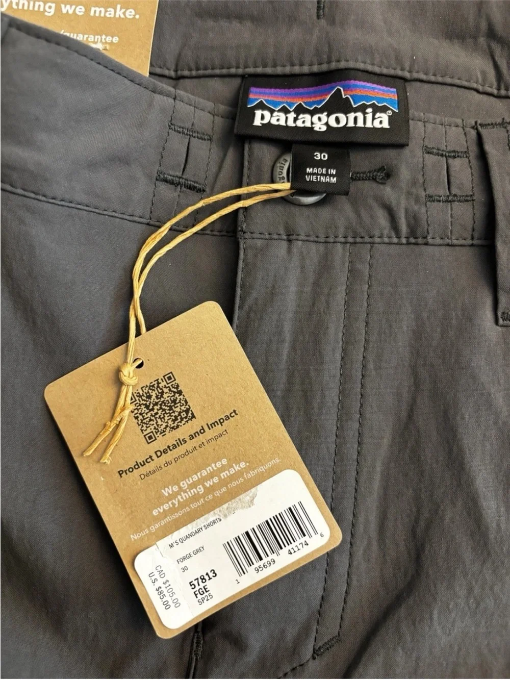 NWT Patagonia Men's Quandary Shorts Size 30 Forge Grey $85 / 8